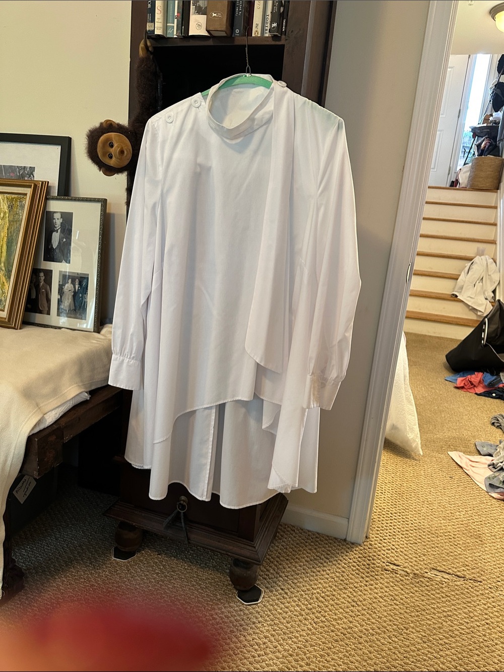 White women’s Long-Sleeve Asymmetric Dress Shirt
